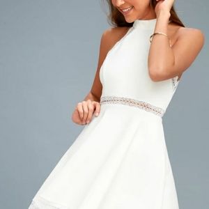 Lulu's white skater dress halter neck size Large
